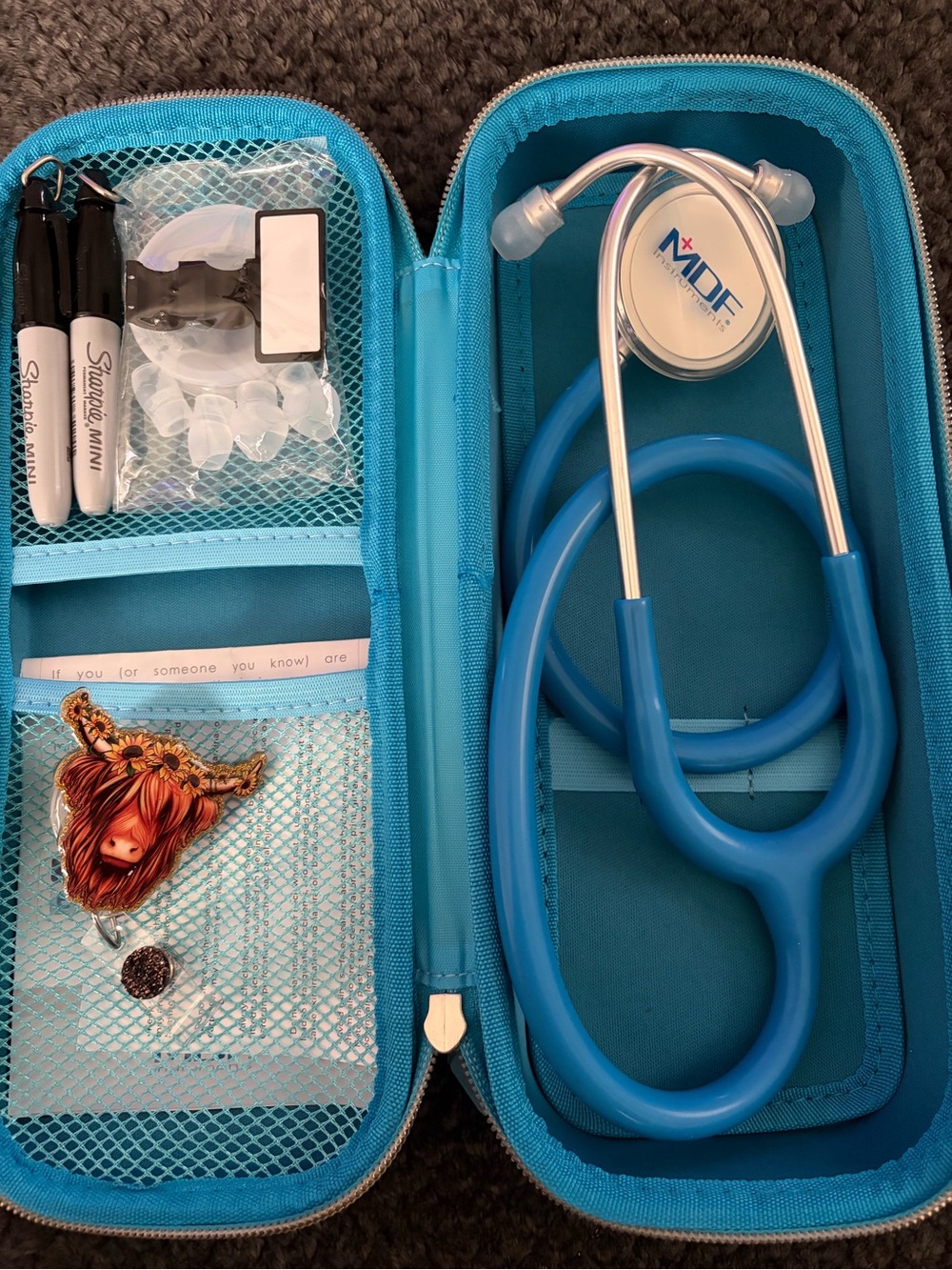 MDF Instruments Blue Stethoscope in Zippered Carry Case
